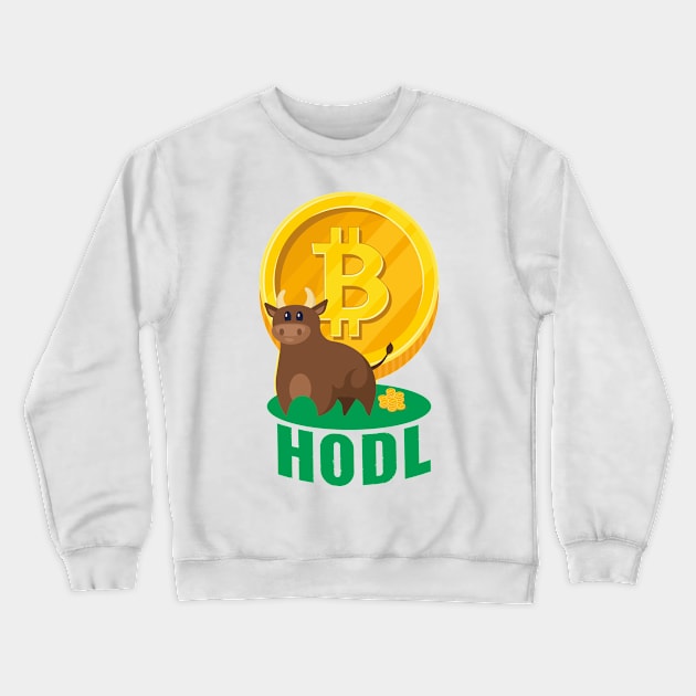 Bitcoin Bull named HODL Crewneck Sweatshirt by FunawayHit